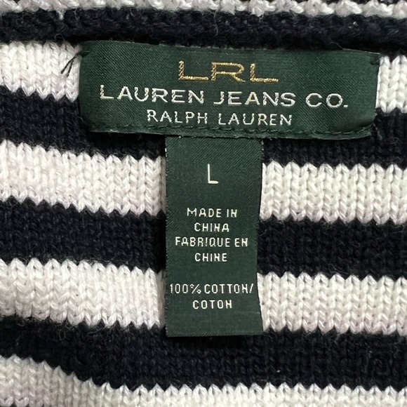 LRL Ralph Lauren Jeans Women's Knit Boatneck Striped Nautical Sweater large - Picture 8 of 11